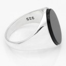 Anello Uomo Argento 925 Con Incisione pietra nera