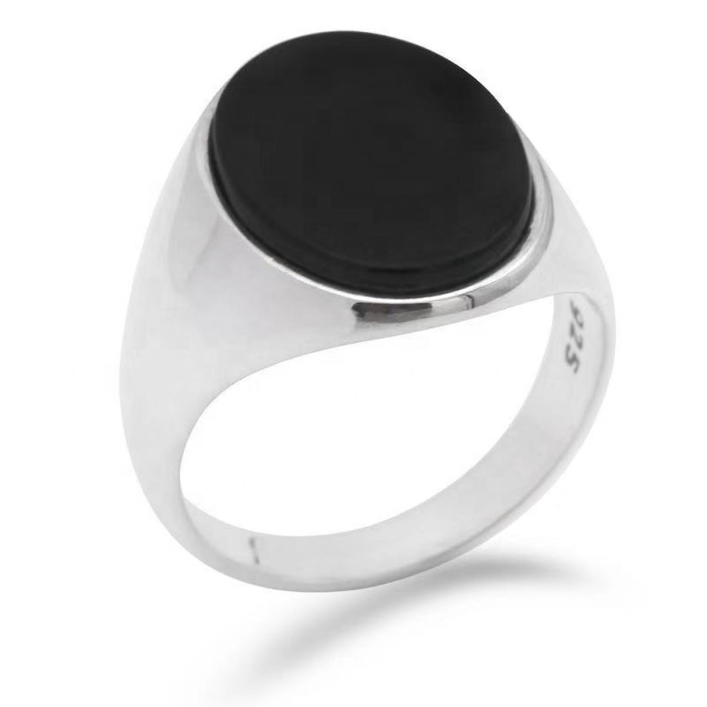 Men's 925 Silver Ring with Engraved...