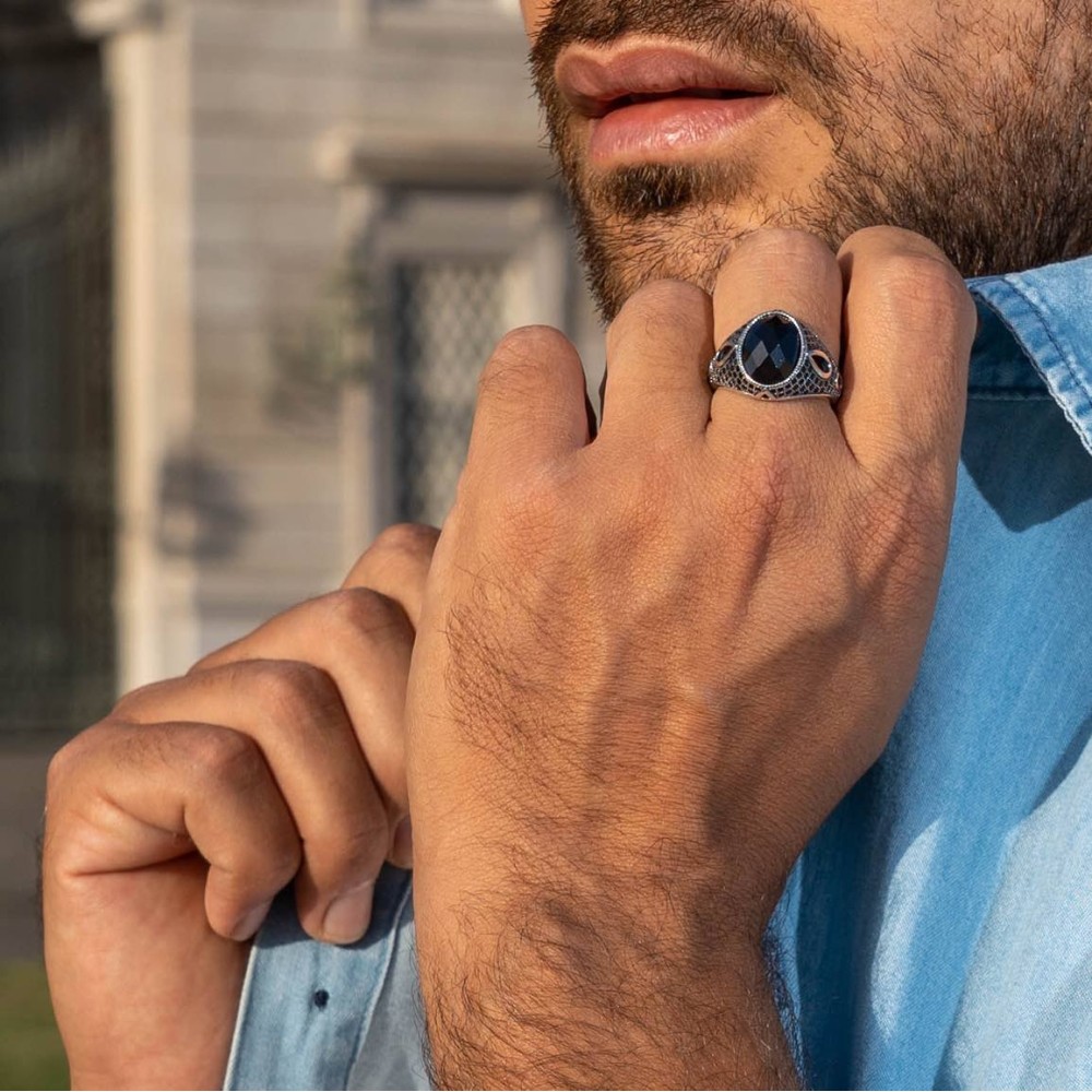 Men's Women's 925% Silver Ring with...