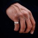 Satin Band 8 mm Pinky Ring for Men and Women in Silver