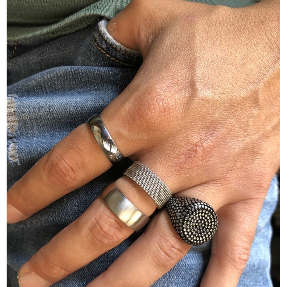 Satin finish ring unisex 8mm silver band