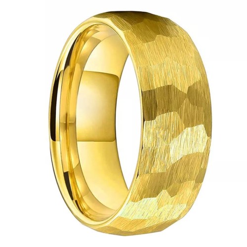8mm Hammered Gold Band Ring...