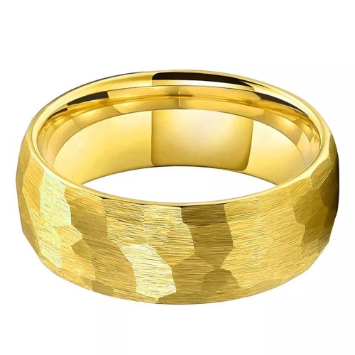 8mm Hammered Gold Band Ring... 2
