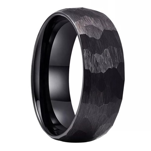 8mm Black Hammered Tungsten...