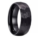 8mm Black Hammered Tungsten Ring Men's Band
