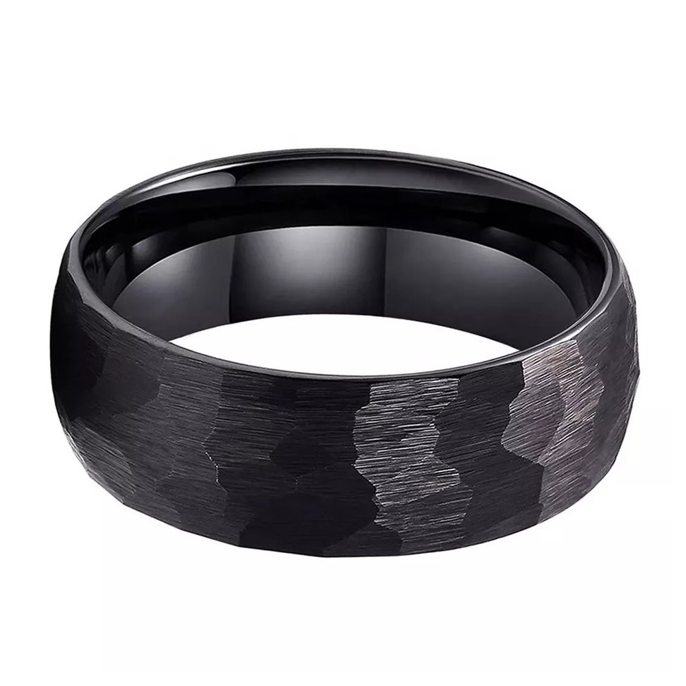 8mm Black Hammered Tungsten Ring...