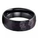 Anello Nero Tungsteno Martellato