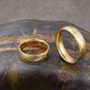 Pair of Engagement Rings in Gold-colored Steel