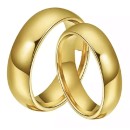 Pair of classic Simple 6mm Steel Wedding Rings with gold engraving