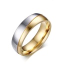 Couple of Stainless Steel Rings Engraved Satin Finish Gold and Silver