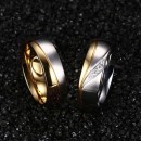 Couple of Stainless Steel Rings Engraved Satin Finish Gold and Silver