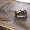 Couple of steel rings, half heart engraving.