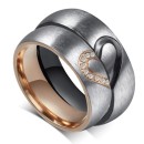 Pair of Satin Finish Rings with Broken Heart