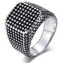 Steel Chevalier square ring dotted for men