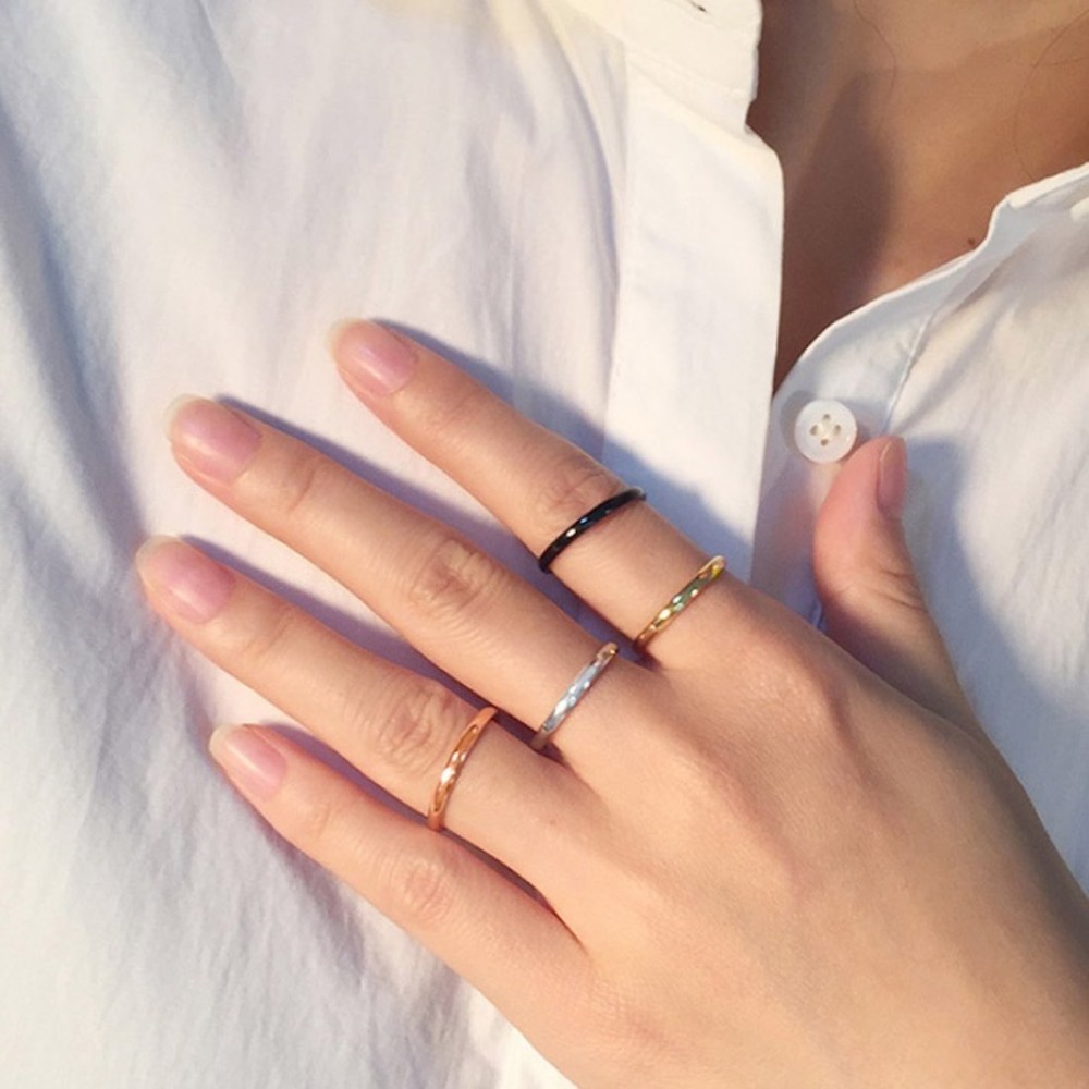 Thin steel clasp ring simple woman...