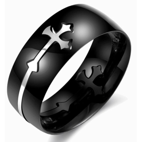 anello croce celtica nera