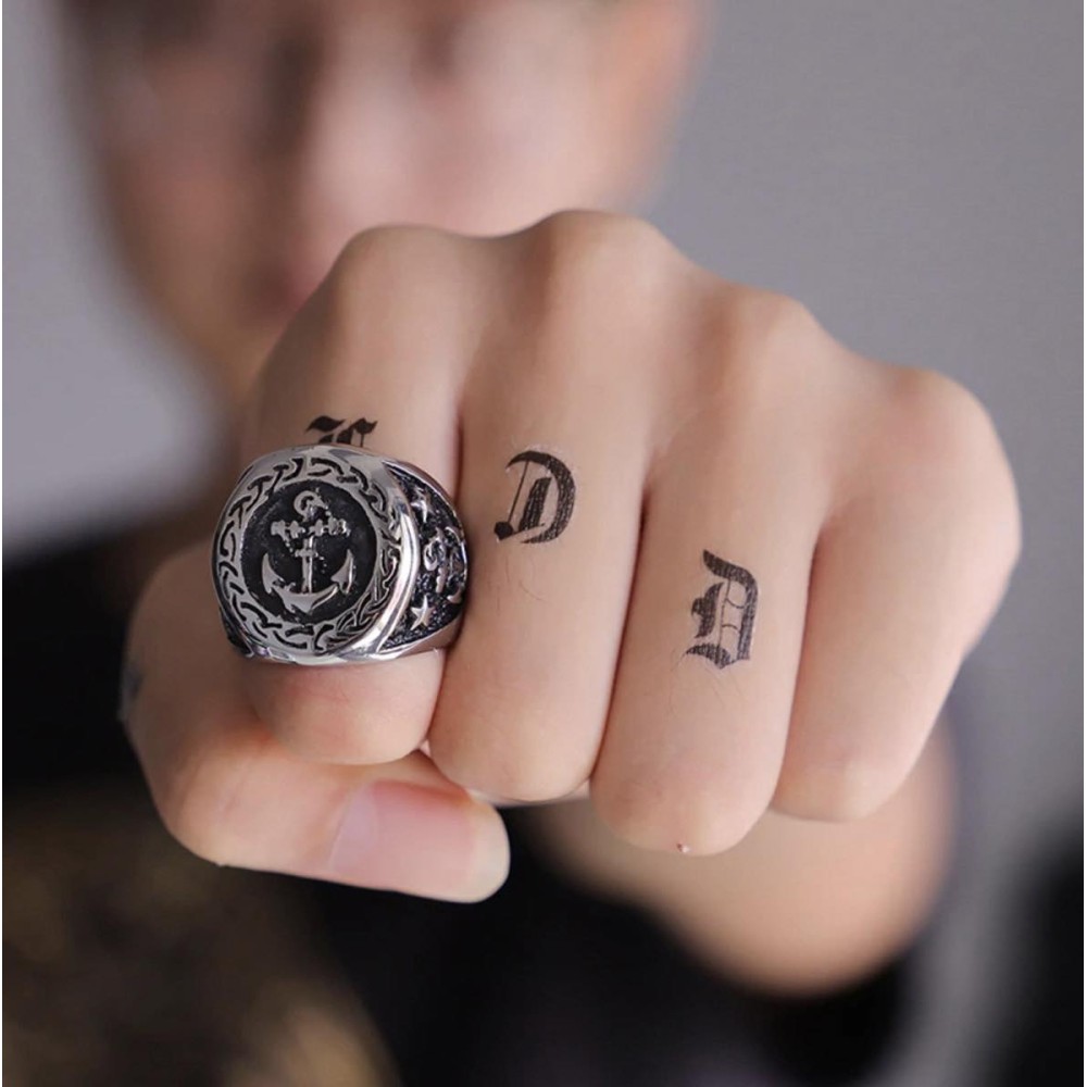 Men's Anchor Stainless Steel Signet Ring