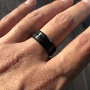 Black Steel Ring Unisex Band with Zirconia