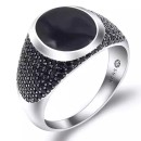 Anello Chevalier Argento 925 Con Pietra Nera