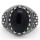 Men's Silver 925% Chevalier Ring with Black Stone
