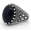 Anello Uomo Argento 925% Chevalier Pietra Nera