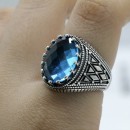 925% Silver Men's Chevalier Ring with Round Zirconia