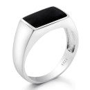 Unisex 925% Silver Ring with Black Square Head