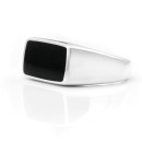Unisex 925% Silver Ring with Black Square Head