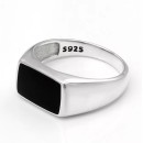 Unisex 925% Silver Ring with Black Square Head
