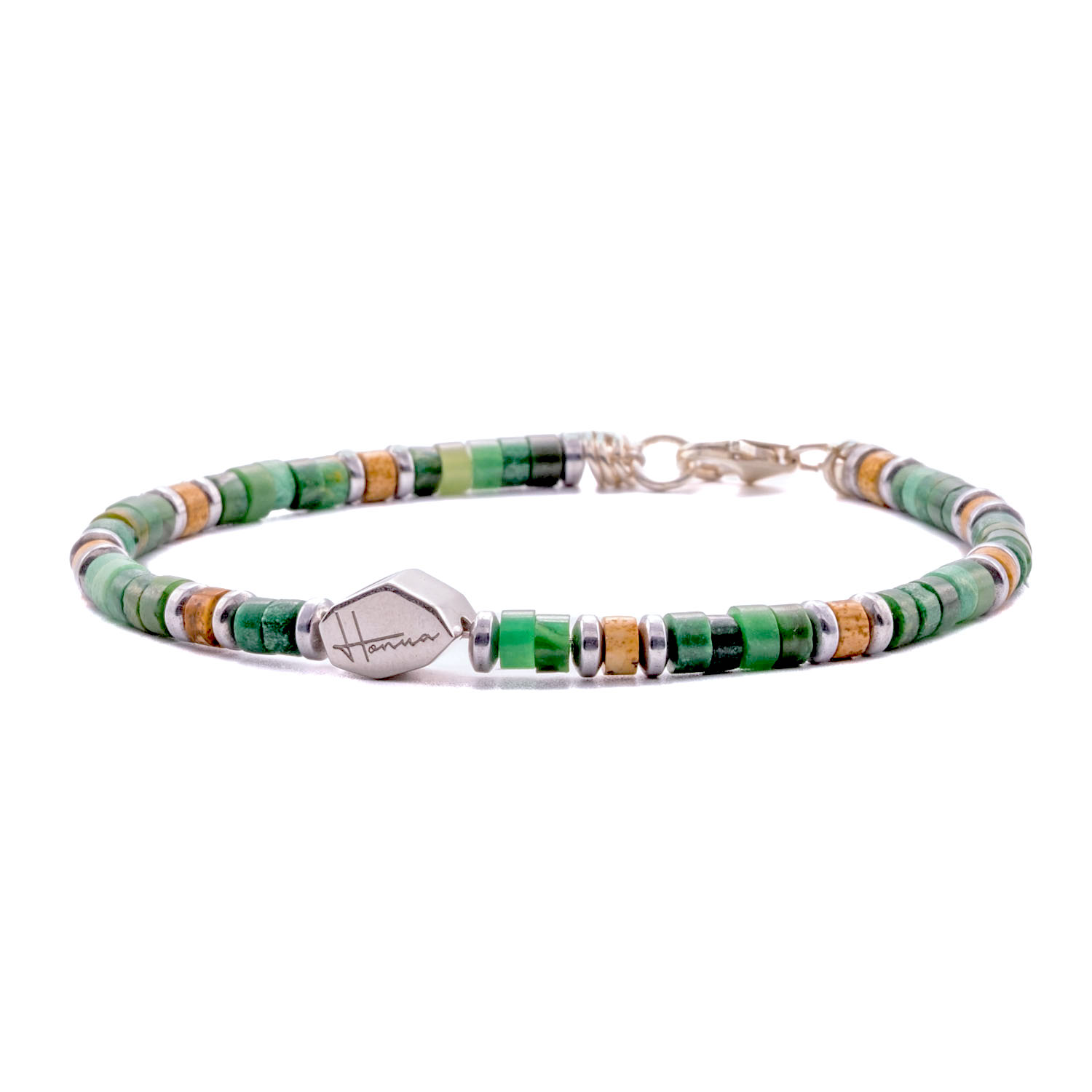 Bracciale agata verde e argento 925 uomo donna